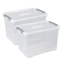 Opbergboxen-Curver Handy+ Opbergbox - 65L - 2 stuks - Transparant met deksel