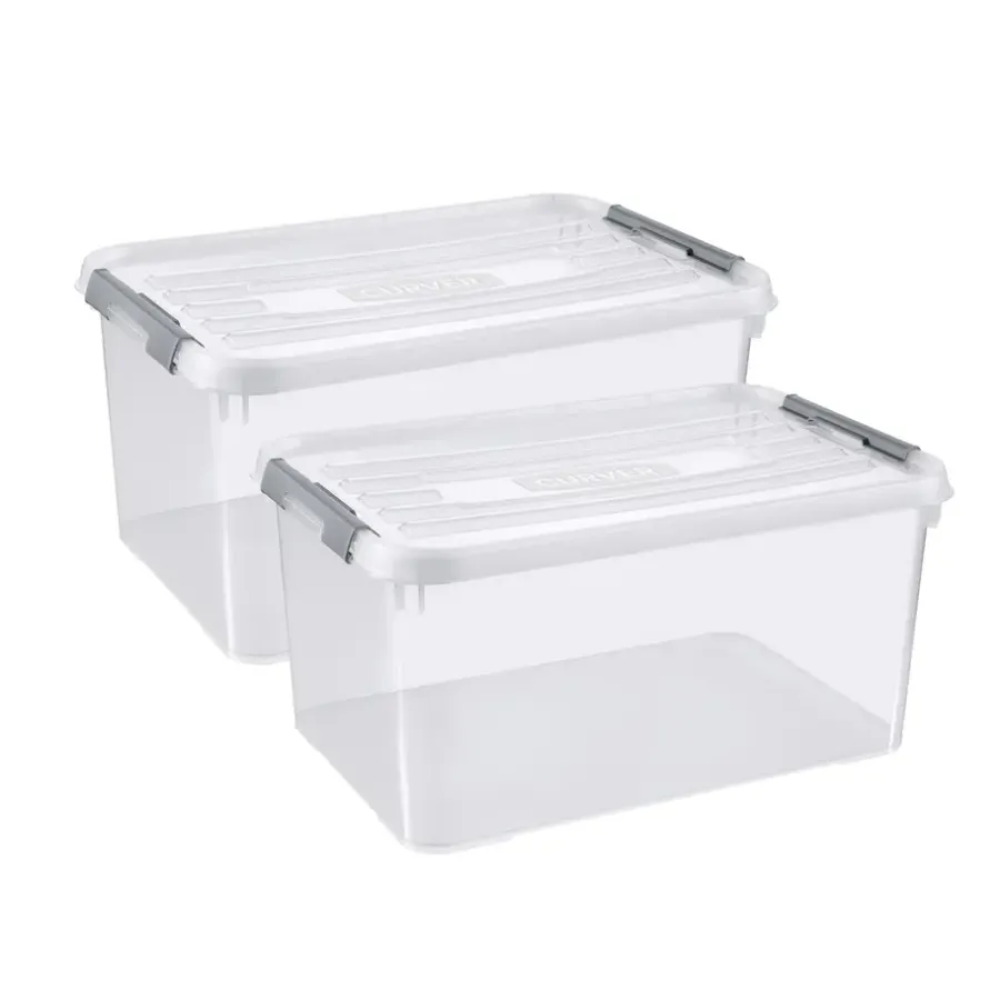 Curver Handy+ Opbergbox - 50L - 2 stuks - Transparant met deksel