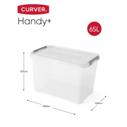 Curver Handy+ Opbergbox - 65L - 6 stuks - Transparant met deksel