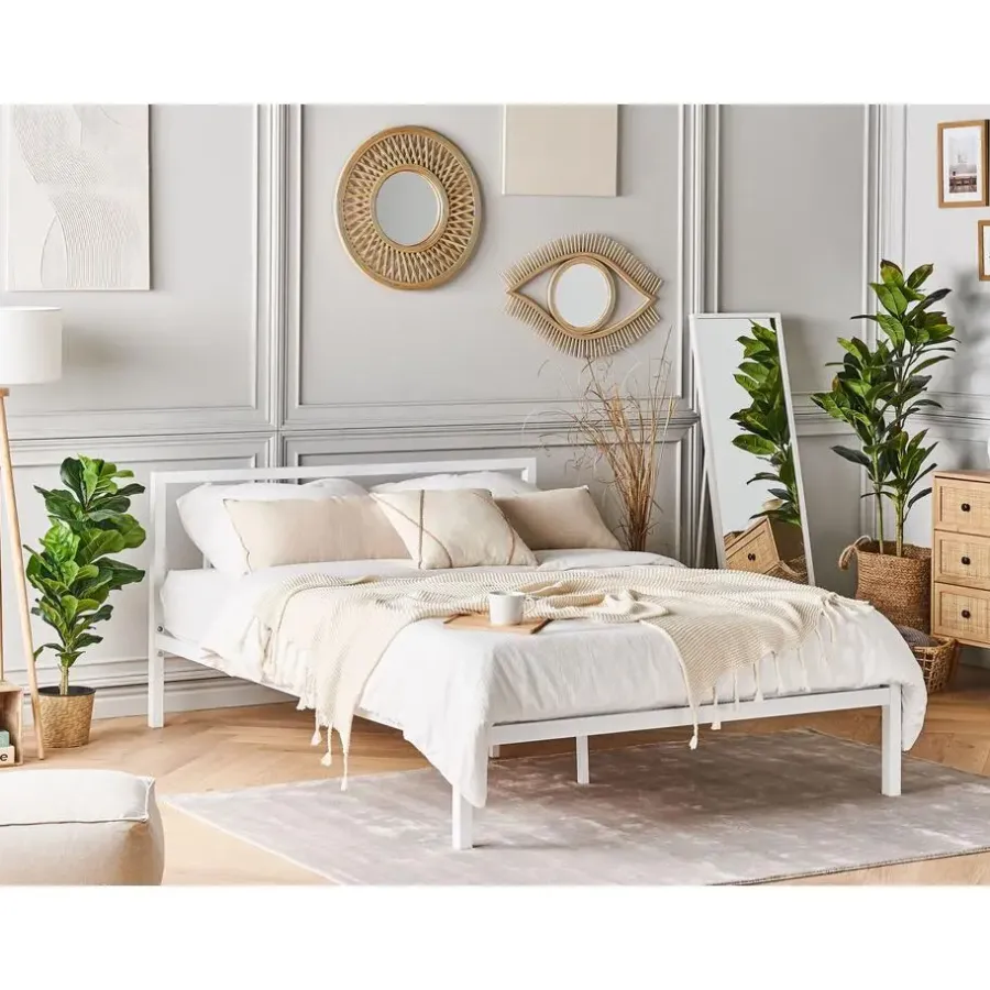 Beliani CUSSET - Tweepersoonsbed - Wit - 140 x 200 cm - Metaal