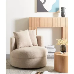 Fauteuils-Beliani DALBY - Fauteuil - Beige - Bouclé