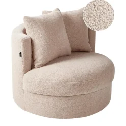 Fauteuils-Beliani DALBY - Fauteuil - Beige - Bouclé