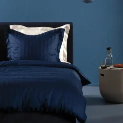 Damai dekbedovertrek katoen-satijn - 140x200/220 cm - Blauw gestreept