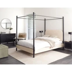 Beliani DANNEMOIS - Tweepersoonsbed - Beige - 140x200 cm - Bouclé