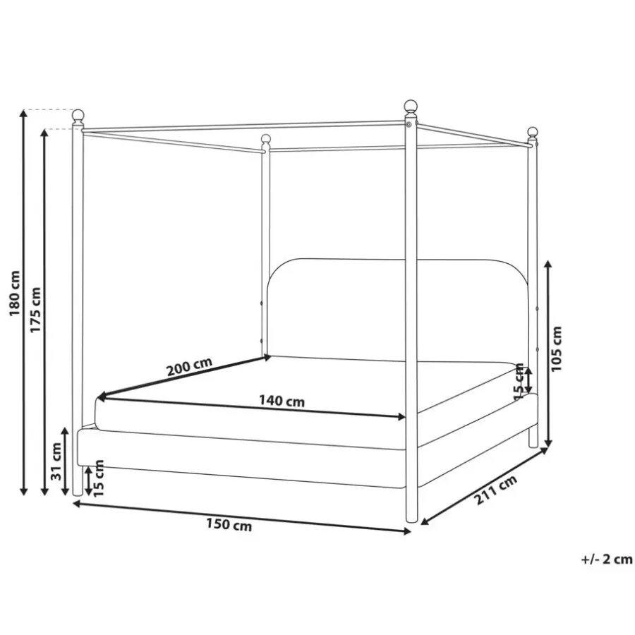 Beliani DANNEMOIS - Tweepersoonsbed - Beige - 140x200 cm - Bouclé