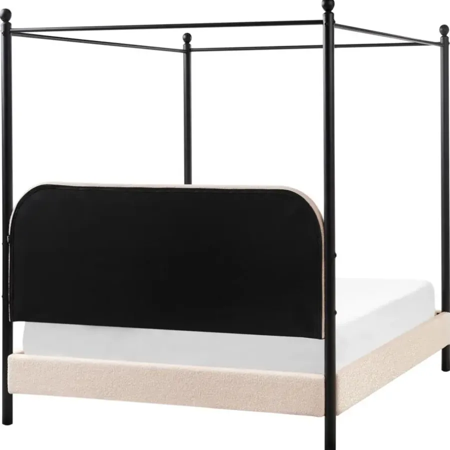 Beliani DANNEMOIS - Tweepersoonsbed - Beige - 140x200 cm - Bouclé