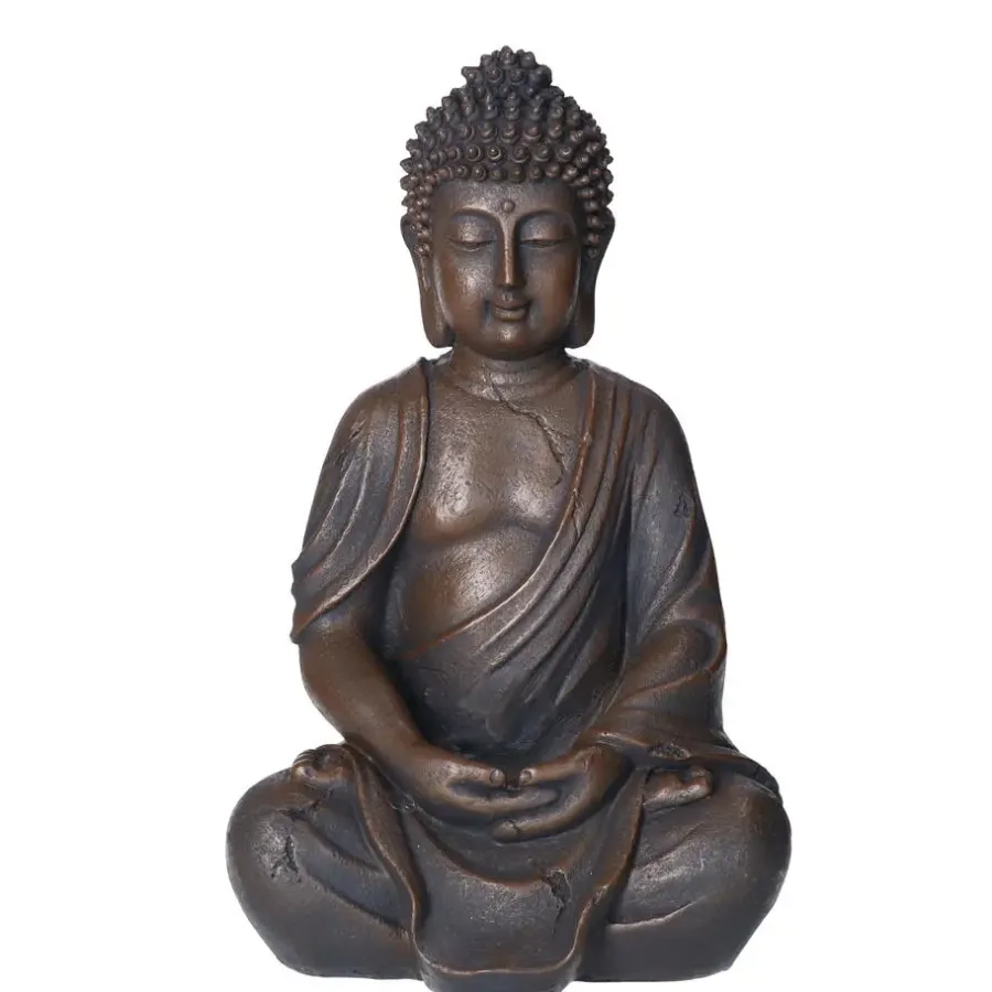 Deco by Boltze Boeddha beeld Zen - donkerbruin - 13 x 10 x 20 cm