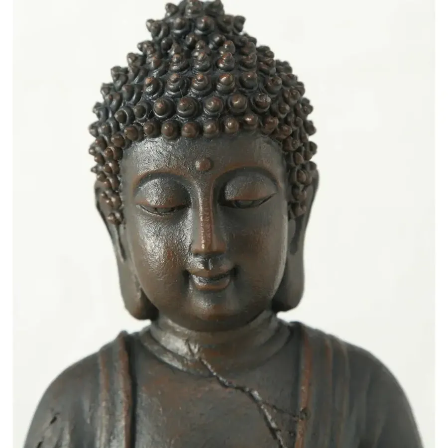 Deco by Boltze Boeddha beeld Zen - donkerbruin - 13 x 10 x 20 cm