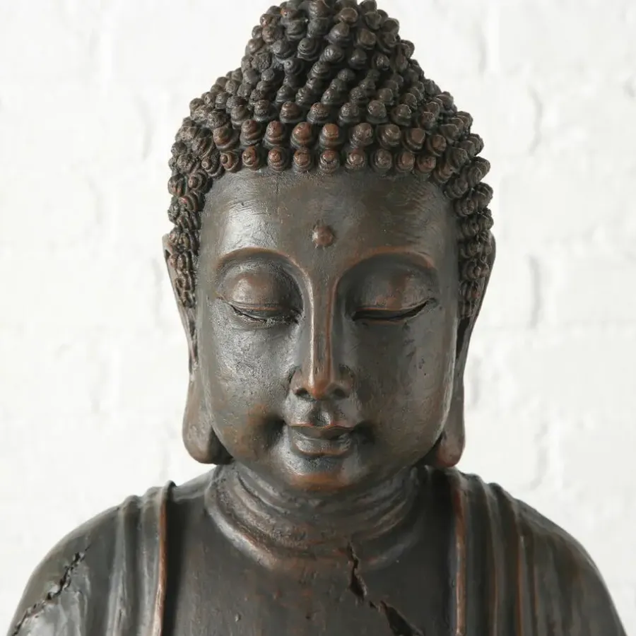 Beelden-Deco by Boltze Boeddha beeld Zen - antiek grijs - 34 x 45 x 70 cm
