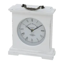 Klokken-Deco by Boltze Tafelklok St James - wit - H23 cm - glas/hout