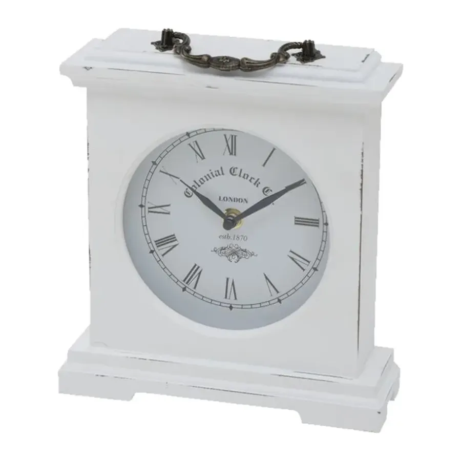 Klokken-Deco by Boltze Tafelklok St James - wit - H23 cm - glas/hout