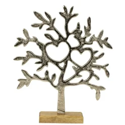 Merkloos Decoratie levensboom - Tree of Life - aluminium/hout - 23x26 cm