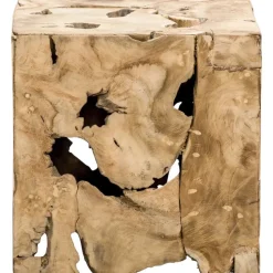 Leen Bakker Decoratief blok naturel teak Luuk - bruin - 37x37x37 cm