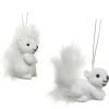 Kerstdecoratie-Decoris Eekhoorn kersthangers - 2x st - wit - 6 cm - kunststof