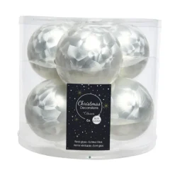 Decoris Kerstballen - 6 st - wit - glas - mat-glans - 8 cm