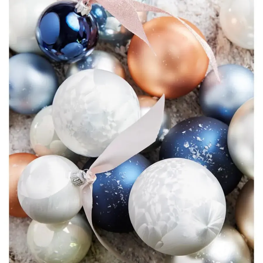 Decoris Kerstballen - 6 st - wit - glas - mat-glans - 8 cm
