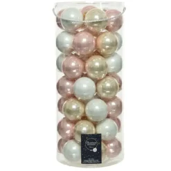 Kerstballen-Decoris Kerstballen - 49 st - lichtroze/parel/wit - glas - 6 cm