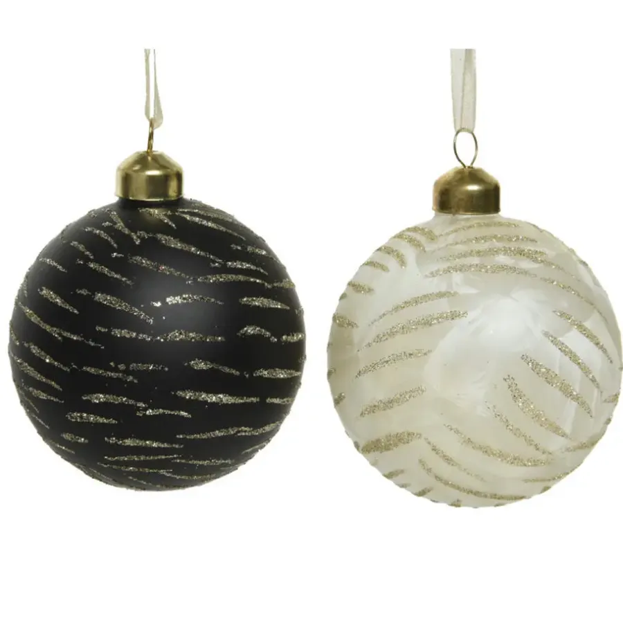 Kerstballen-Decoris Kerstballen - 3 stuks - brass zwart met goud - 8 cm