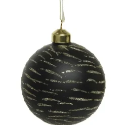 Kerstballen-Decoris Kerstballen - 3 stuks - brass zwart met goud - 8 cm