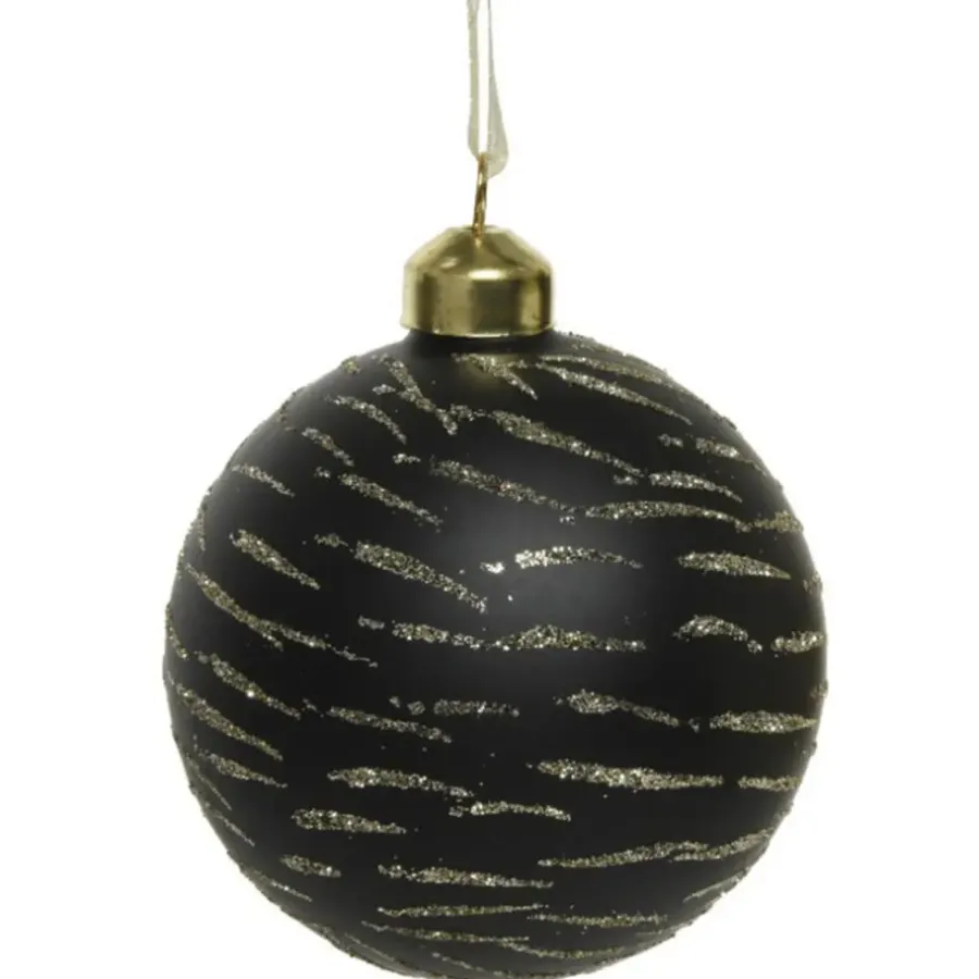 Kerstballen-Decoris Kerstballen - 3 stuks - brass zwart met goud - 8 cm