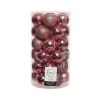 Kerstballen|Kerstdecoratie-Decoris Kerstballen - 37 stuks - kunststof - roze - 6 cm