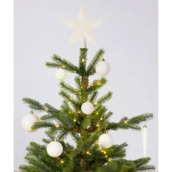 Kerstdecoratie-Decoris kerstballen - 34-dlg - wol wit - kunststof