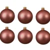 Kerstballen-Decoris kerstballen - 6x - oudroze - 8 cm - glas - mat