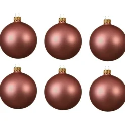 Kerstballen-Decoris kerstballen - 6x - oudroze - 8 cm - glas - mat