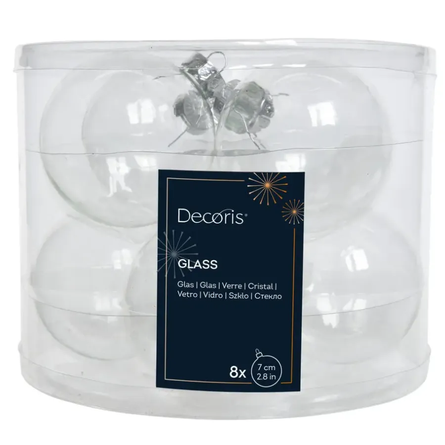 Kerstballen-Decoris kerstballen - 8x - transparant - D7 cm - glas