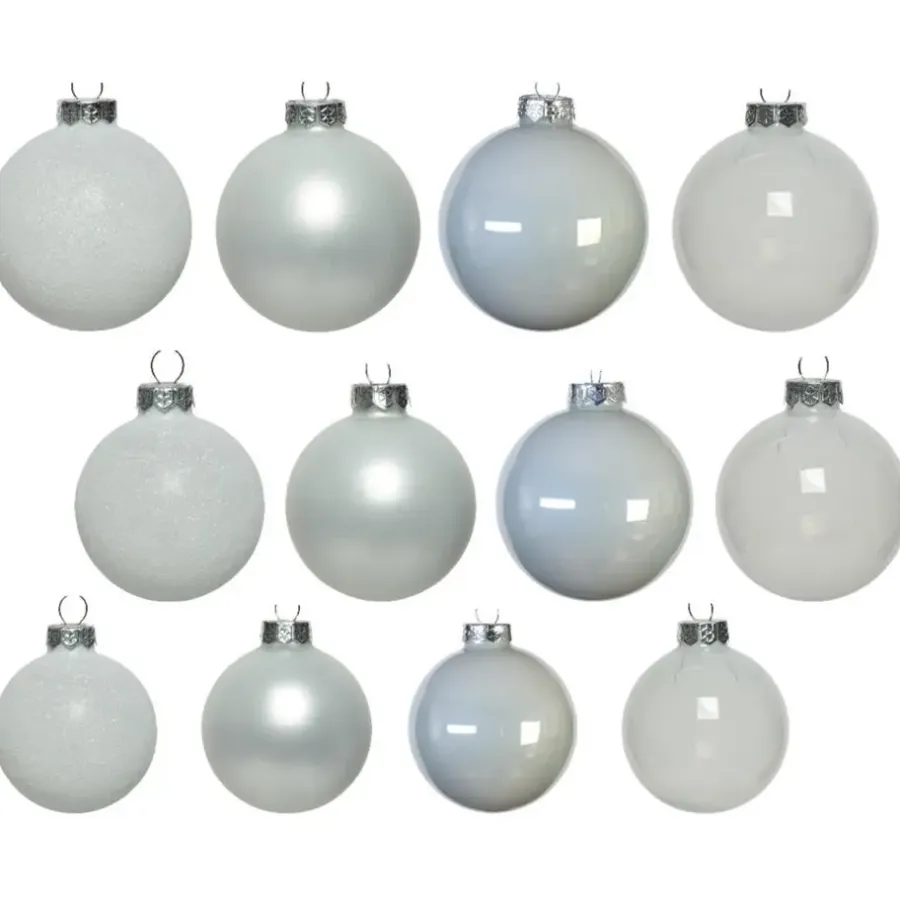 Kerstballen-Decoris kerstballen - 42x - wit - glas - 5-6-7 cm