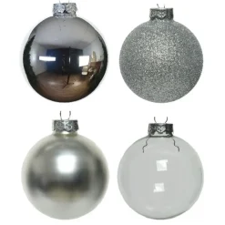 Kerstballen-Decoris Kerstballen - 42x - zilver - 5-6-7 cm - glas