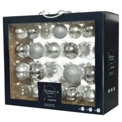 Kerstballen-Decoris Kerstballen - 42x - zilver - 5-6-7 cm - glas