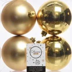 Kerstballen-Decoris Kerstballen - 4x st - goud - 10 cm - kunststof