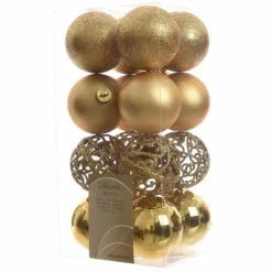 Decoris Kerstballen - 16x st - goud - D6 cm - kunststof