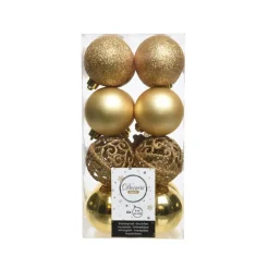 Decoris Kerstballen - 16x st - goud - D6 cm - kunststof