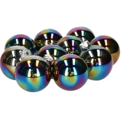 Decoris Kerstballen set - 10x st - glas - zwart/parelmoer - 6 cm