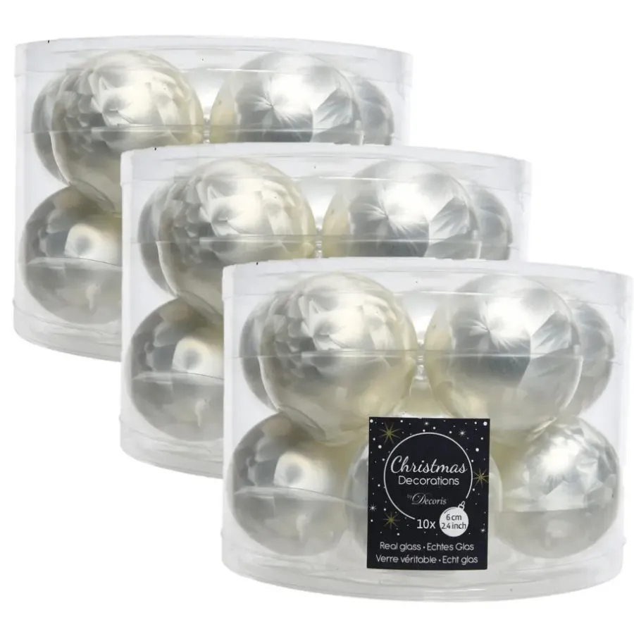 Kerstballen-Decoris Kerstballen set - 10x - wit - glas - mat-glans - 6 cm