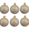 Kerstballen|Kerstdecoratie-Decoris Kerstballen set - 6x stuks - parel/champagne - 6 cm