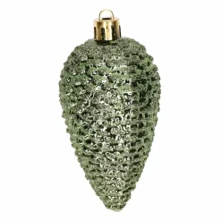 Decoris Kersthangers dennenappels - 6x - donkergroen - 8 cm