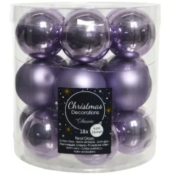 Kerstballen-Decoris Kleine kerstballen - 18x - lila paars - D4 cm - glas