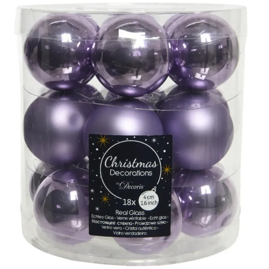 Kerstballen-Decoris Kleine kerstballen - 18x - lila paars - D4 cm - glas