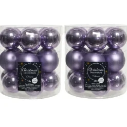 Kerstballen-Decoris Kleine kerstballen - 18x - lila paars - D4 cm - glas
