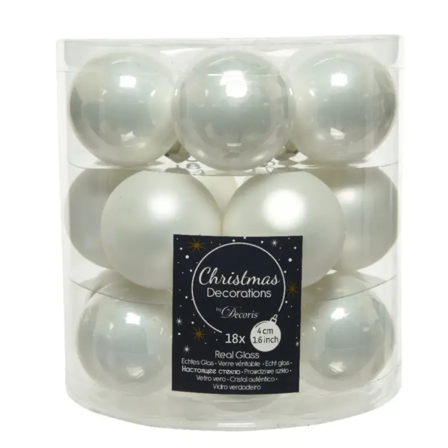 Kerstballen|Kerstdecoratie-Decoris Kleine kerstballen - 18x - wit - D4 cm - glas
