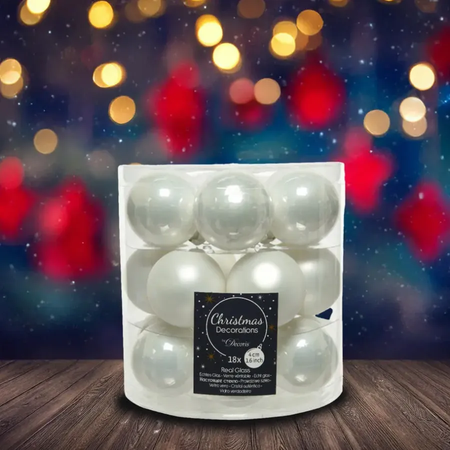 Kerstballen|Kerstdecoratie-Decoris Kleine kerstballen - 18x - wit - D4 cm - glas