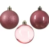 Kerstdecoratie|Kerstballen-Decoris kunststof kerstballen - 25x stuks - 8 cm -oudroze