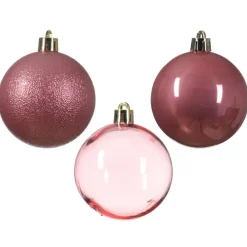 Kerstdecoratie|Kerstballen-Decoris kunststof kerstballen - 25x stuks - 8 cm -oudroze