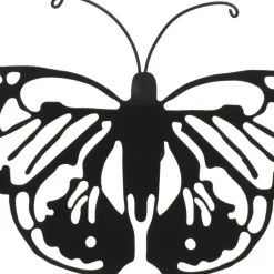 Decoris muurvlinder - tuindecoratie - zwart - metaal - 17 x 12 cm