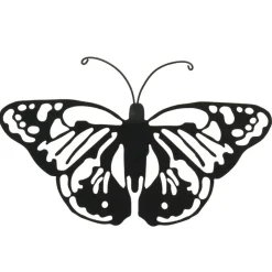 Tuindecoratie-Decoris muurvlinder - tuindecoratie - zwart - metaal - 36 x 25 cm