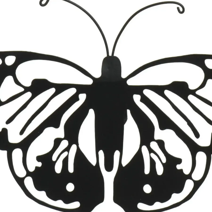 Tuindecoratie-Decoris muurvlinder - tuindecoratie - zwart - metaal - 36 x 25 cm