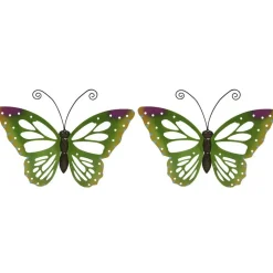 Decoris Tuindecoratie vlinder - groen - metaal - 51 x 38 cm